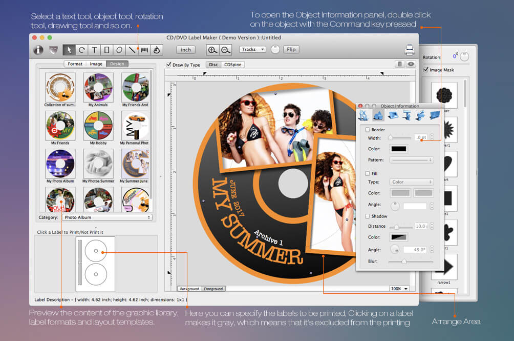 Create CD/DVD labels and covers