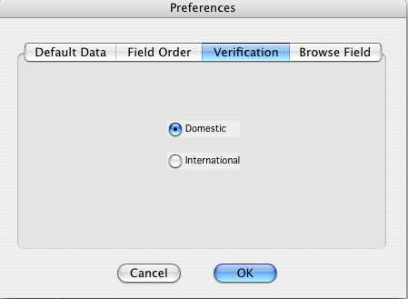 Preferences Verification panel